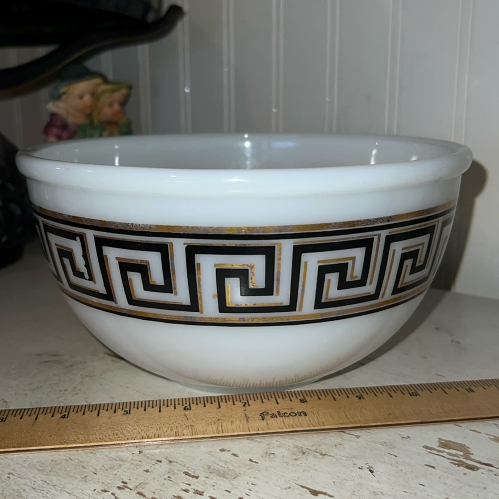 Vintage Fire King mixing bowl Aztec pattern